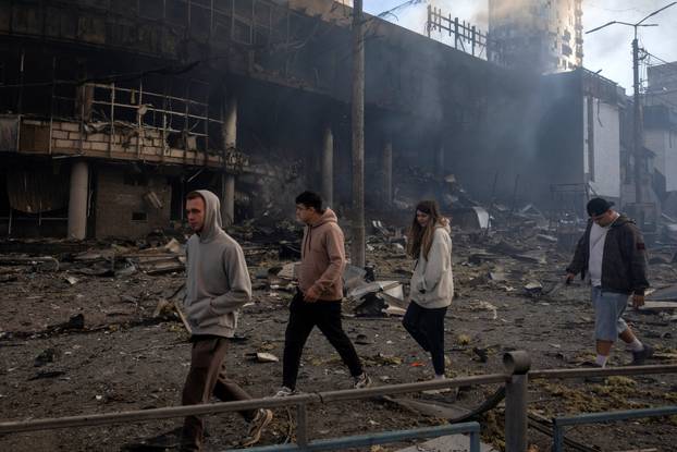 Aftermath of an overnight Russian missile and drone strike, in Kyiv