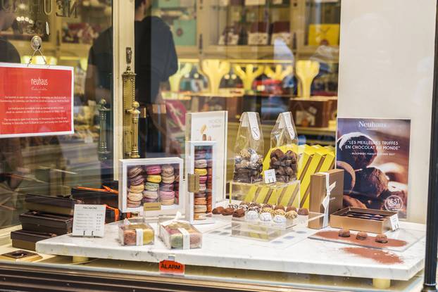 Belgian chocolate in a candy store in Brussels, Belgium