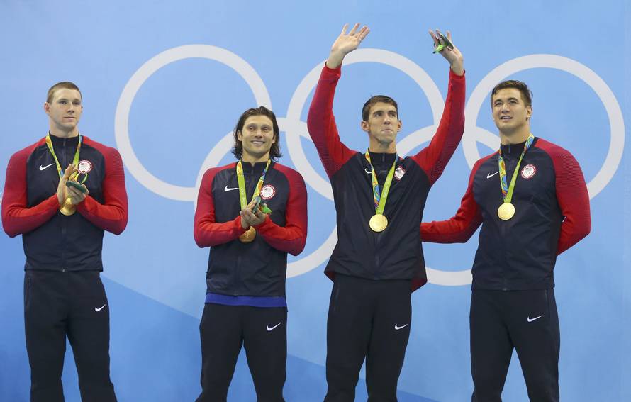 Swimming - Men's 4 x 100m Medley Relay Victory Ceremony