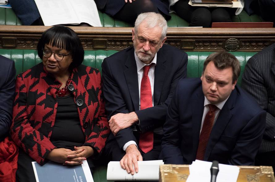 Britain's opposition Labour party leader Jeremy Corbyn attends the debate in Parliament ahead of the vote on British Prime Minister Theresa May's Brexit deal, in London