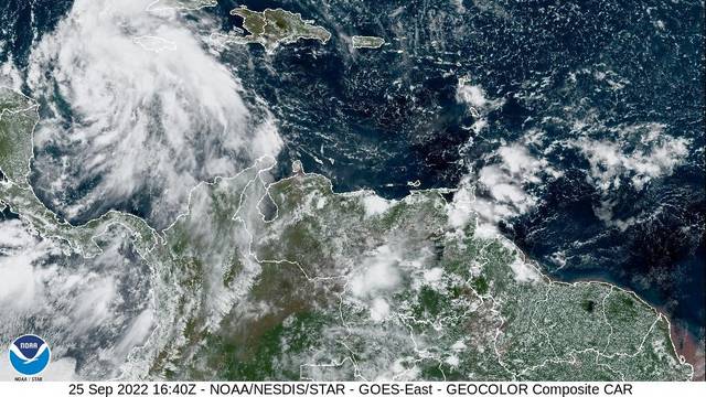 Tropical Storm Ian is seen near the coast of Cuba in this satellite image