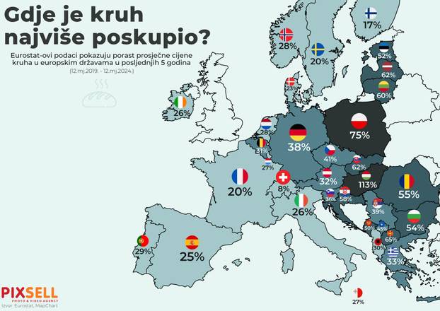 Infografika: Gdje je kruh najviše poskupio?