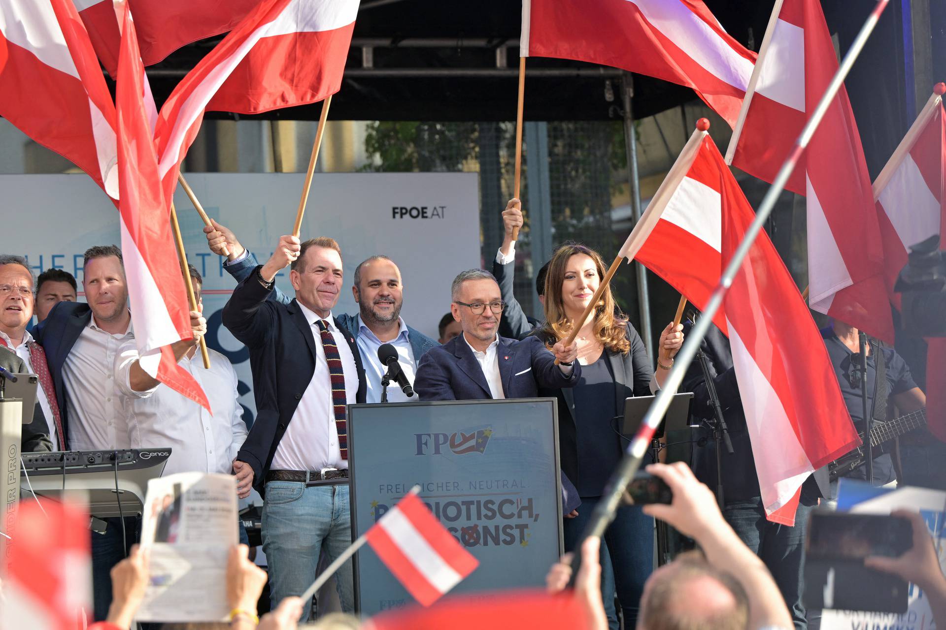 Freedom Party FPOe EU election campaign rally in Vienna