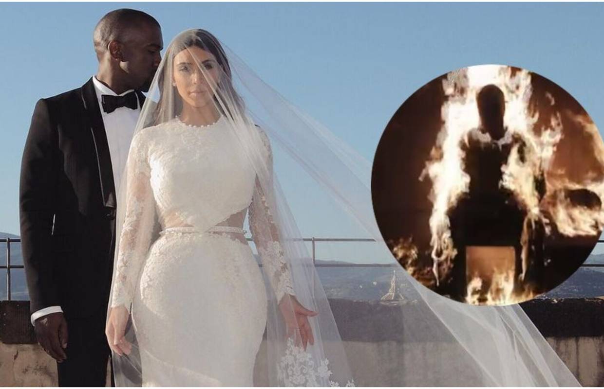 Kanye šokirao sve i zapalio se na pozornici, a nakon 'gašenja' pojavila se Kim u vjenčanici...