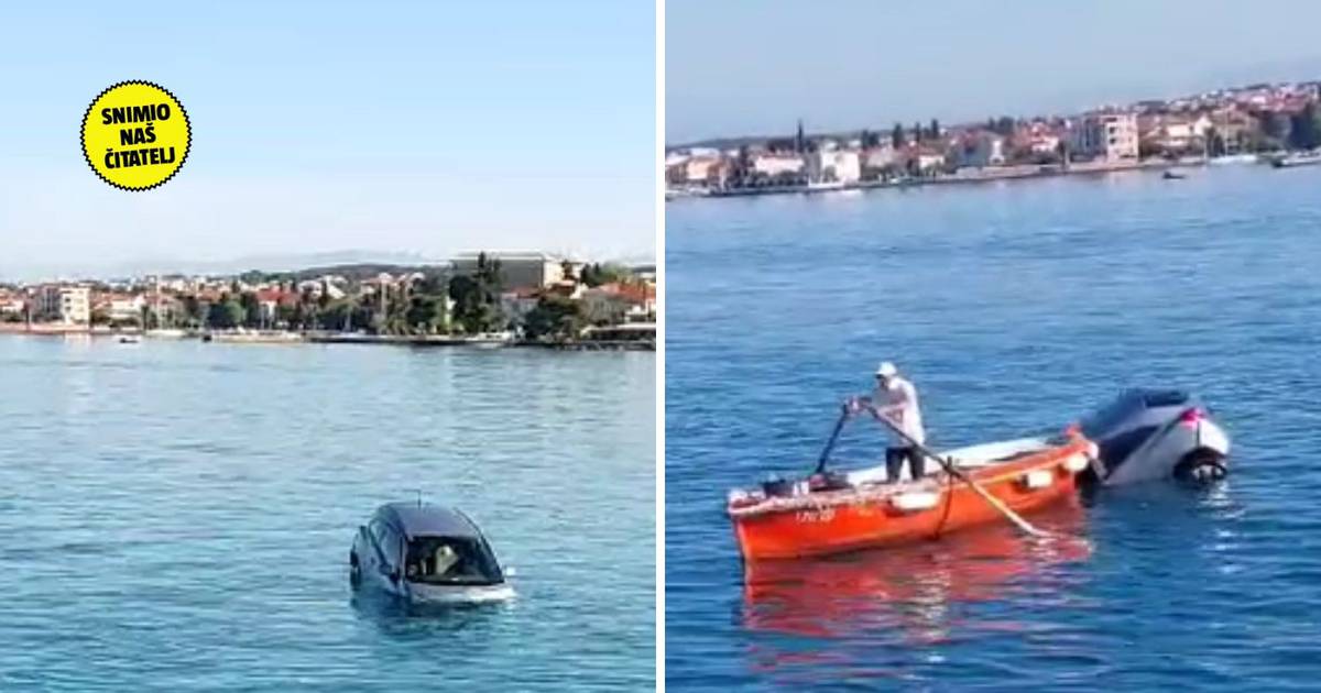 Unbelievable footage from Zadar: Car submerged in the sea, man towing it with a boat warns ‘No parking zone’