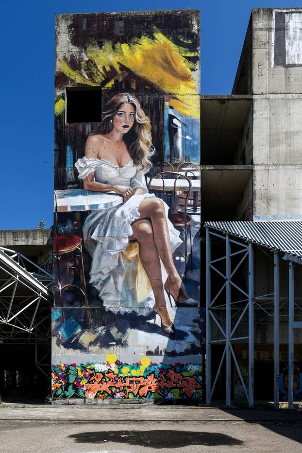 Zagreb: Dejan Šebastijan naslikao je ogroman mural na nedovršenoj bolnici u Blatu