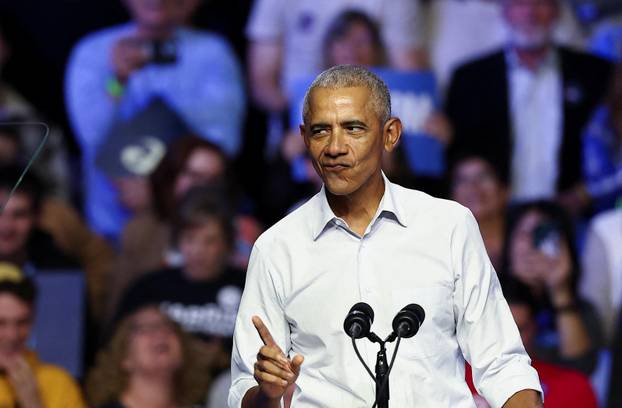 Former U.S. President Barack Obama and rock star Bruce Springsteen campaign for Kamala Harris and Tim Walz in Philadelphia