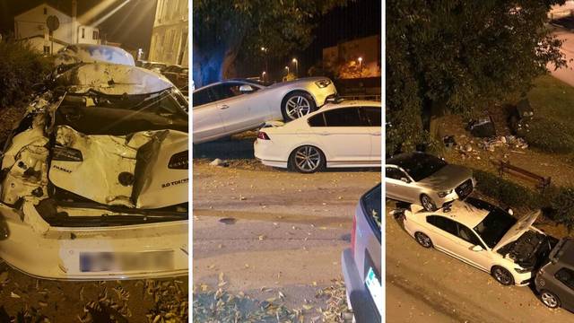 Krš i lom u Puli: Pijan bježao policiji, jurio kroz crveno i zabio se u kontejnere i parkirane aute
