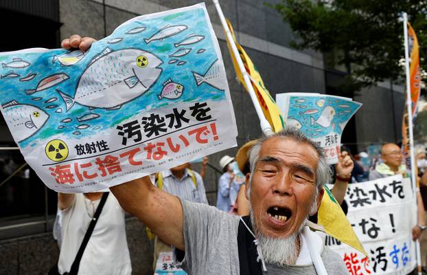 Japanese protest against Fukushima water release in front of TEPCO Tokyo headquarters