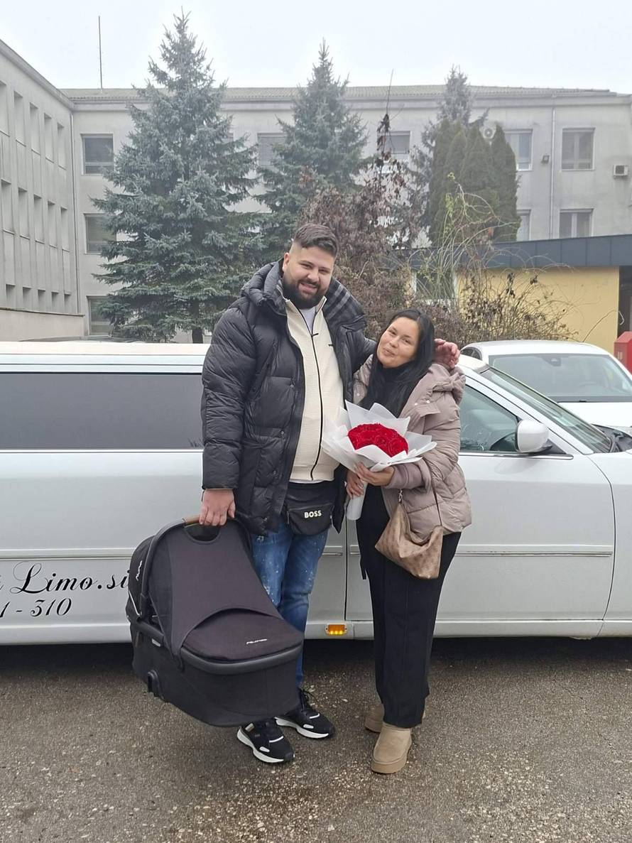 FOTO Slovenac po ženu i bebu došao limuzinom! Pozirali su ispred bolnice, komentari su hit