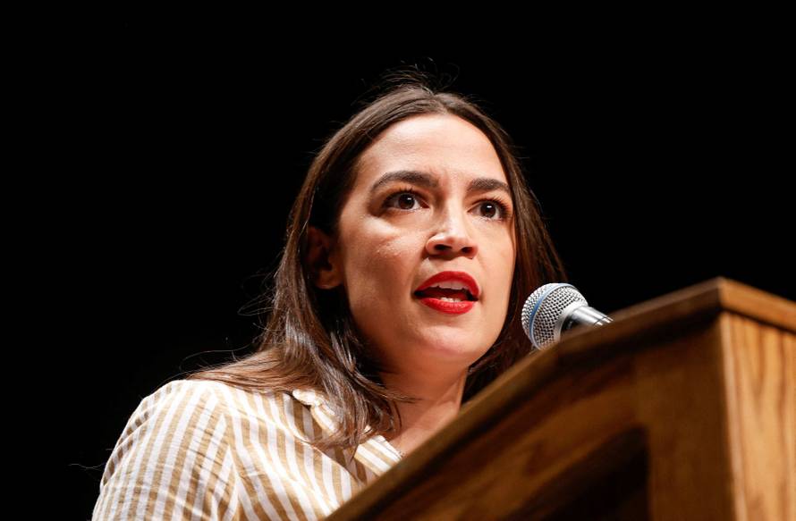 Congresswoman Alexandria Ocasio-Cortez (D-NY) speaks during a campaign rally for U.S. Senate candidate Abdul El-Sayed in Detroit