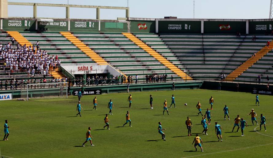Soccer players of Chapecoense attend a training session at Arena Conda stadium in Chapeco