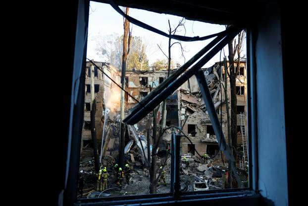 Aftermath of a Russian drone and missile attack in Kyiv