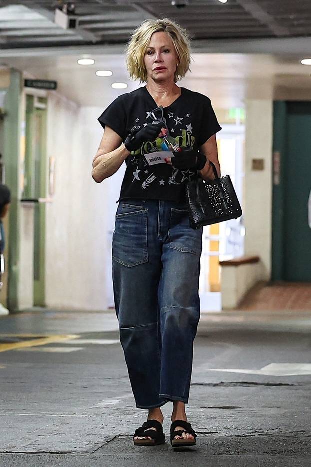 *EXCLUSIVE* Melanie Griffith spotted running errands in Beverly Hills in a Blondie t-shirt