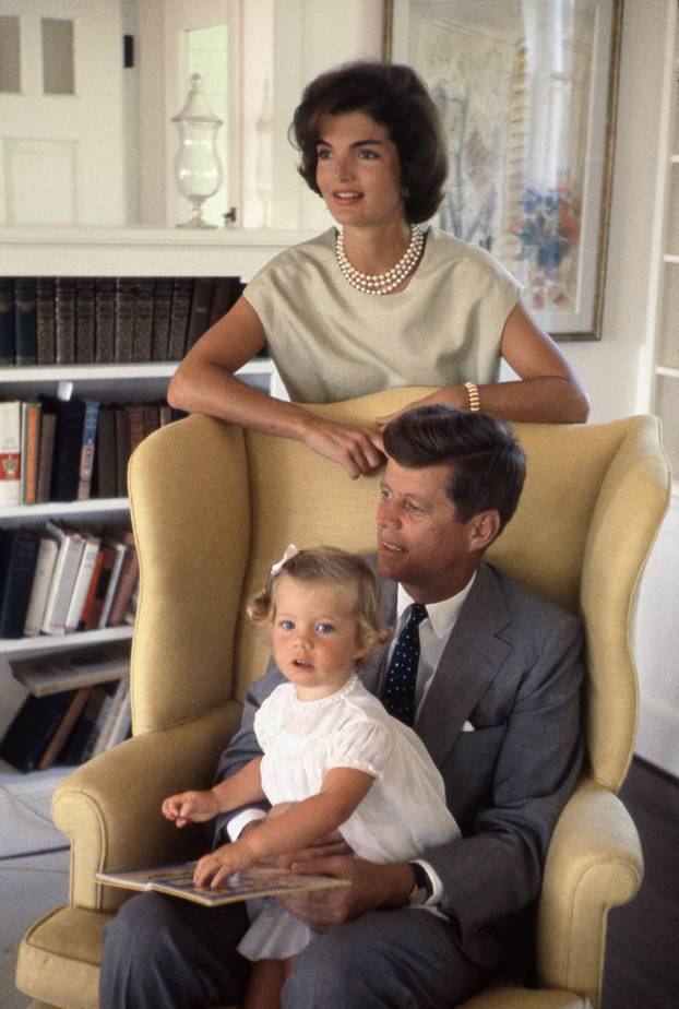 John F. Kennedy with Jacqueline and Caroline, at Hyannis Port, August 1959.