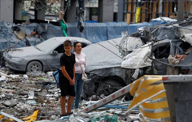 Aftermath of Russian missile and drone attack in Kyiv
