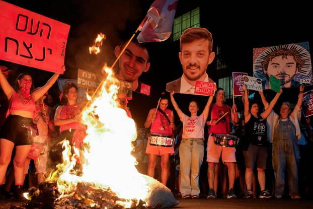 Protest demanding release of hostages held in Gaza, in Tel Aviv