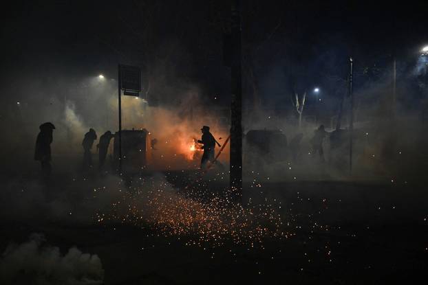 Protest in support of Askatasuna social centre in Turin, Italy