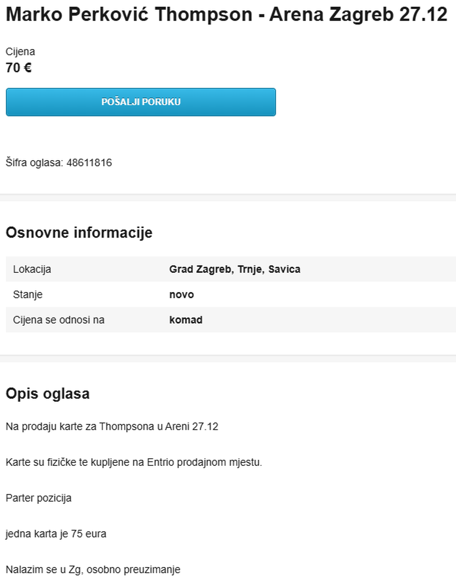Ovo su cijene ulaznica za koncerte Thompsona: Krenula je i preprodaja na oglasnicima