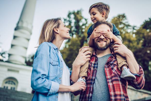 Happy family outdoors