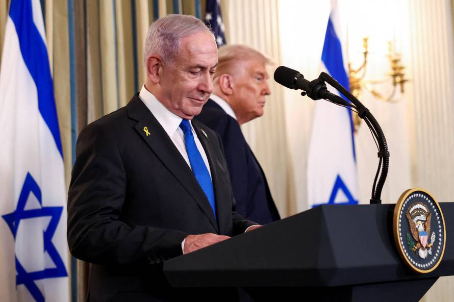 U.S. President Trump meets Israeli PM Netanyahu at the White House in Washington