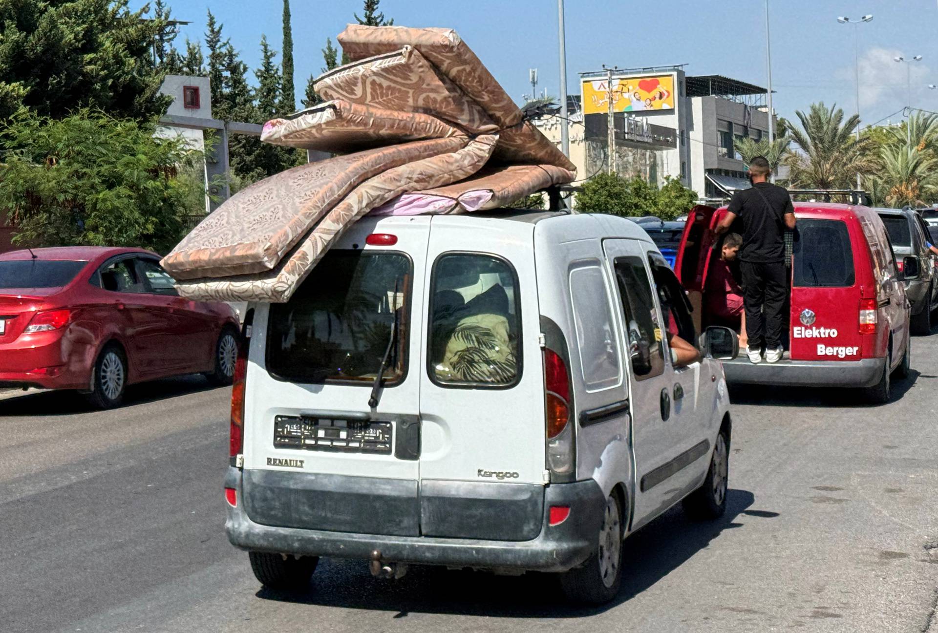 Traffic seen going north from Lebanon's southern coastal city Sidon