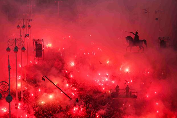 Zagreb: Bakljada na svečanom dočeku hrvatske rukometne reprezentacije