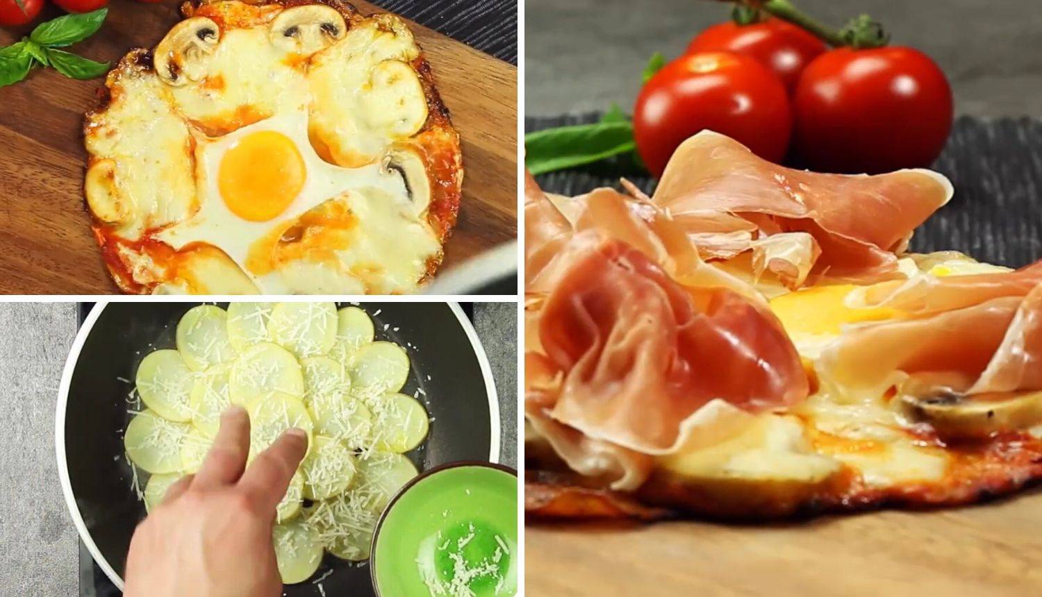 Pizza bez brašna na podlozi od krumpira: S pršutom i jajetom
