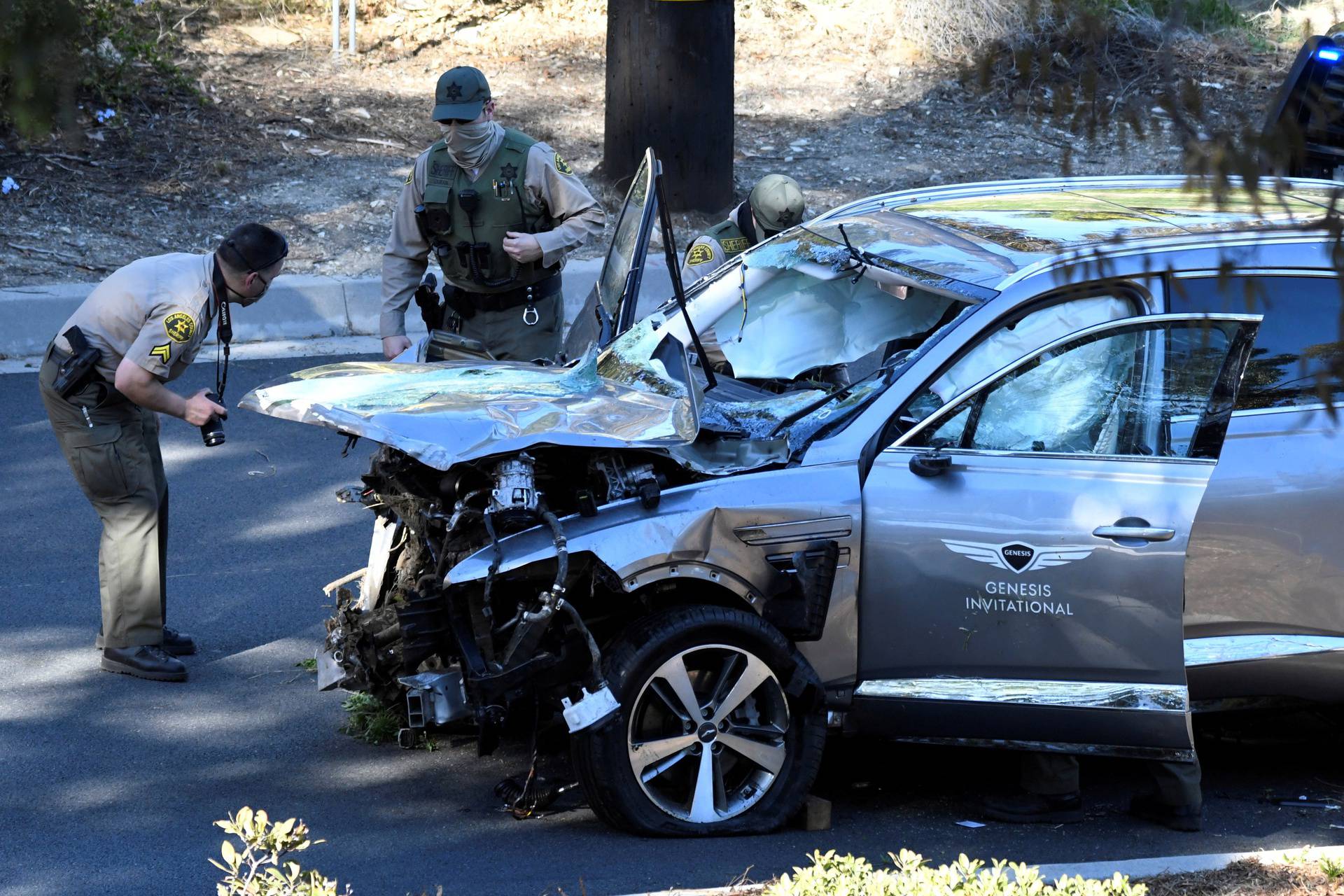 The vehicle of golfer Tiger Woods is recovered in Los Angeles