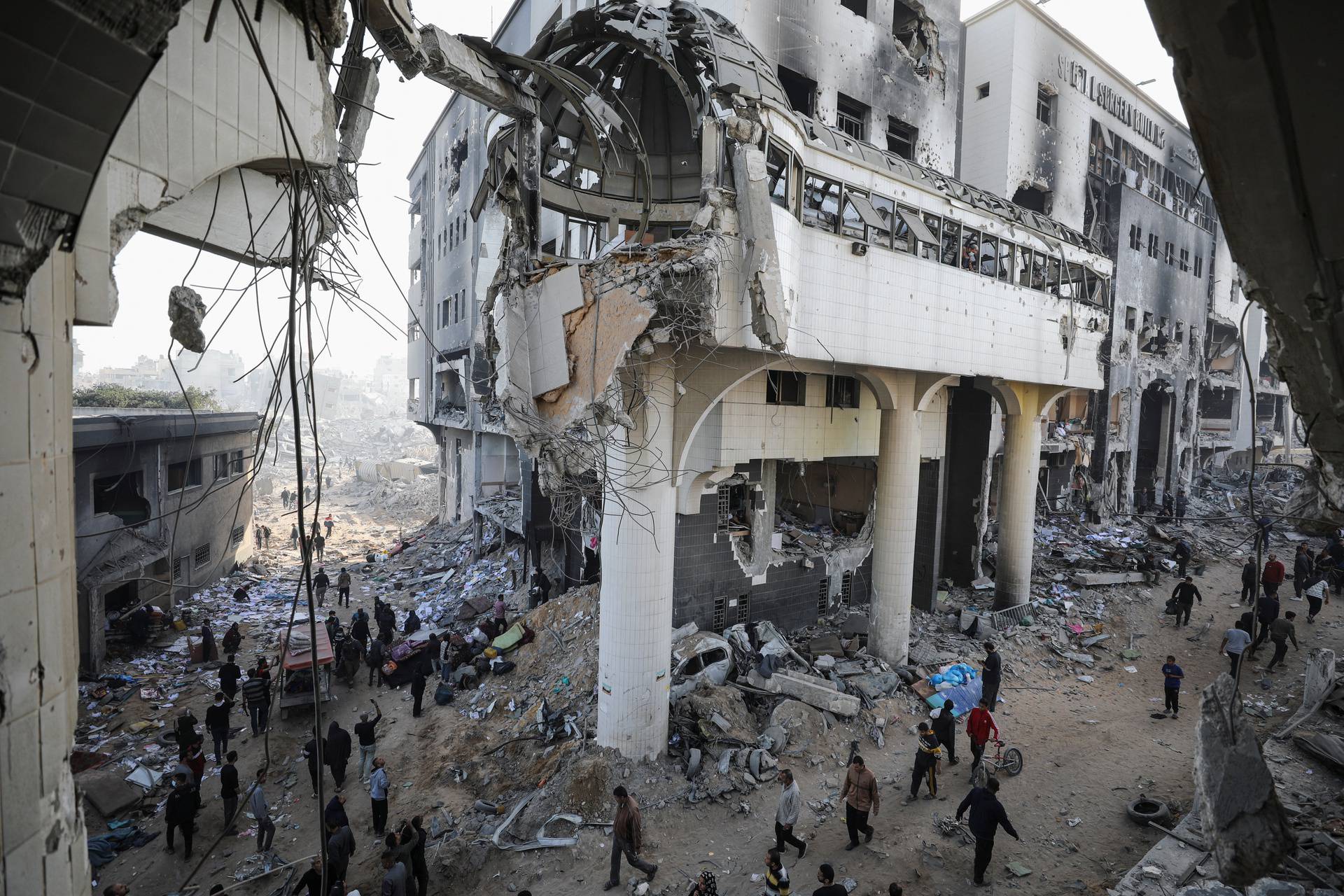 Aftermath of a two-week Israeli operation at Al Shifa Hospital and the area around it