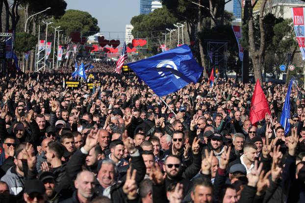 Albanian opposition holds an anti-government protest in Tirana