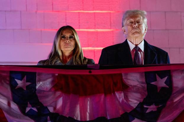 U.S. President-elect Donald Trump views fireworks at Trump National Golf Club Washington DC in Sterling