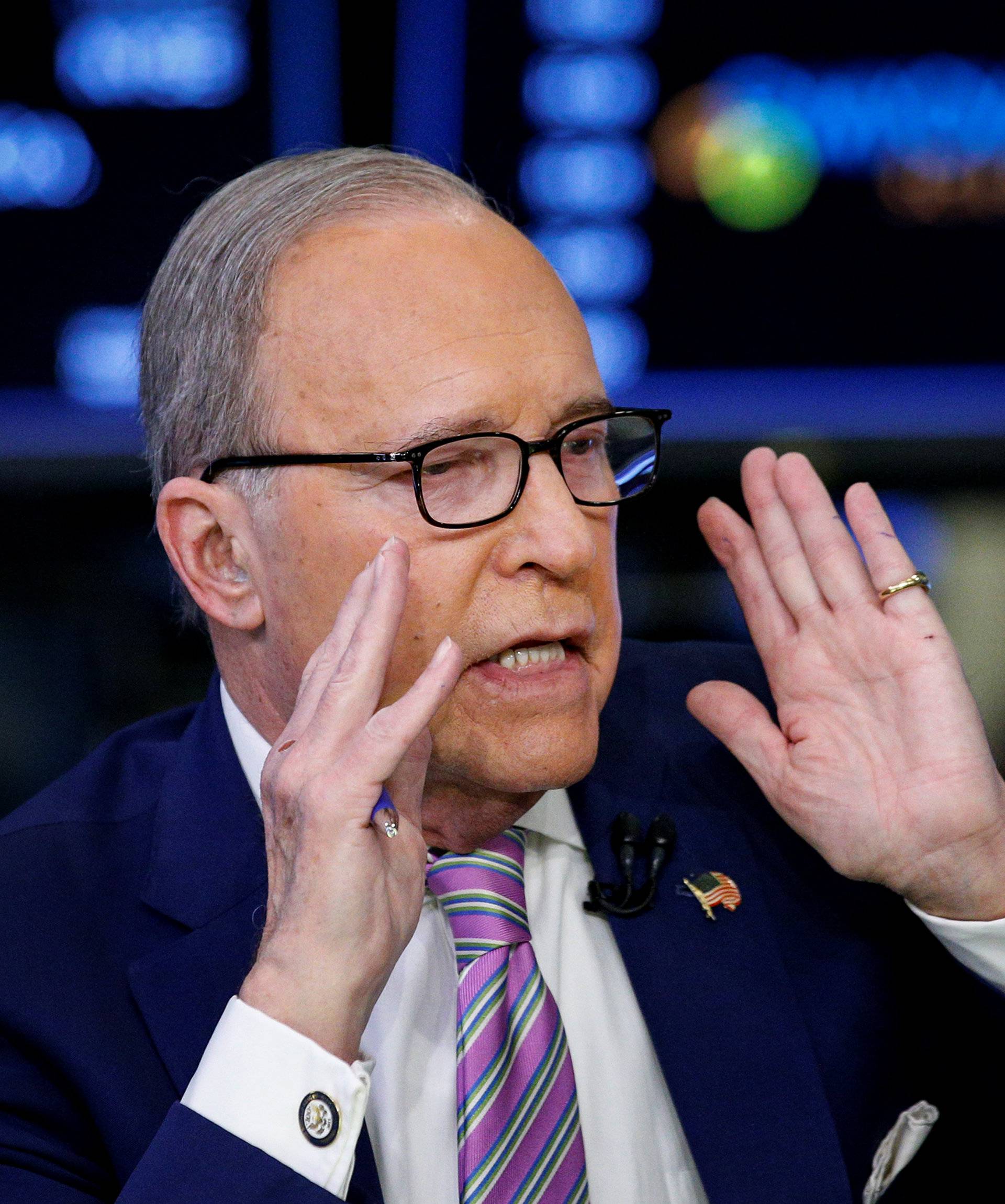 Economic analyst Lawrence "Larry" Kudlow appears on CNBC at the NYSE in New York