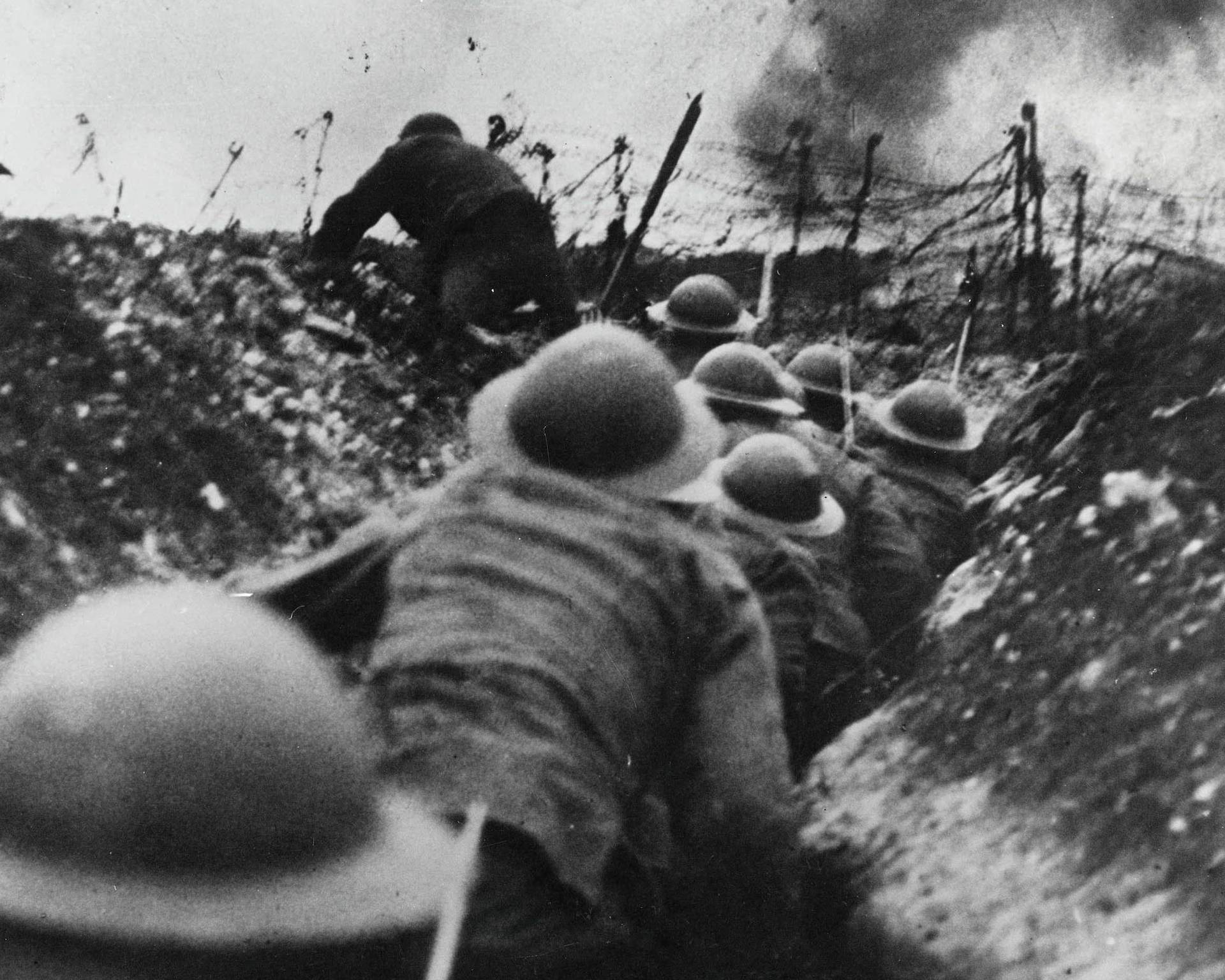 First world war: British troops go over the top in the trenches during the battle of the Somme
