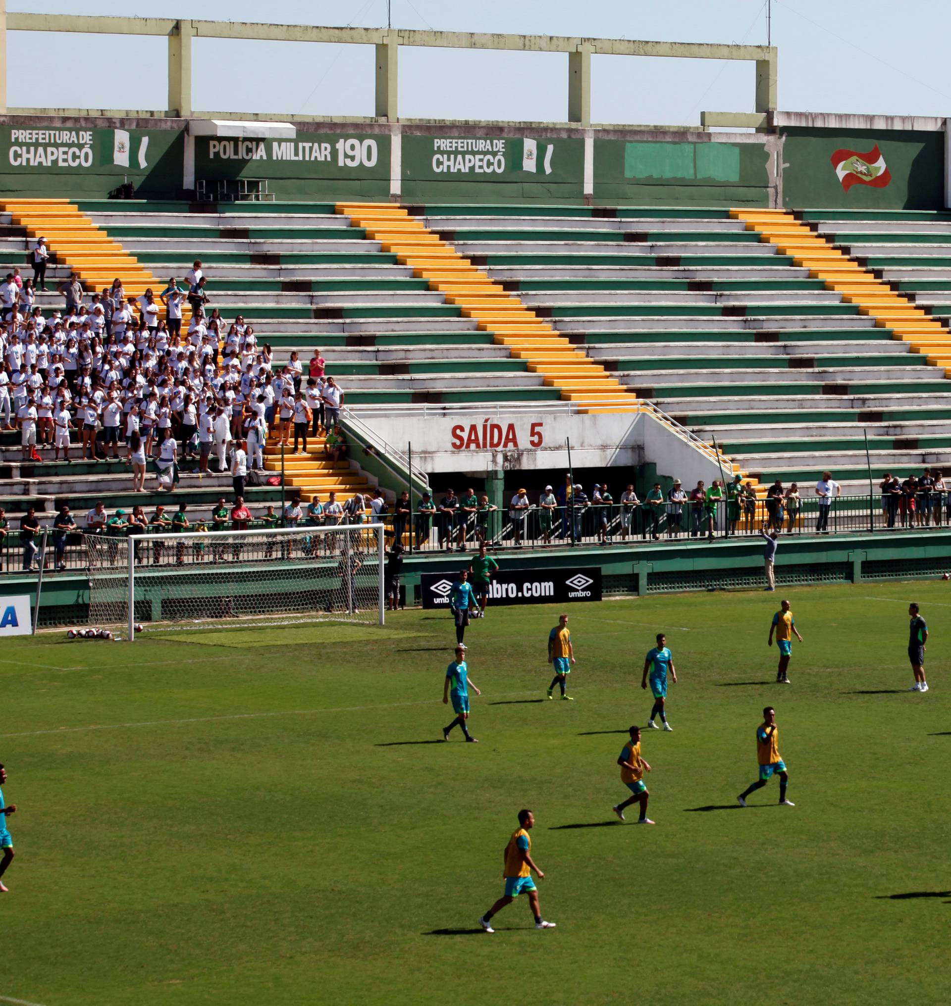 Soccer players of Chapecoense attend a training session at Arena Conda stadium in Chapeco