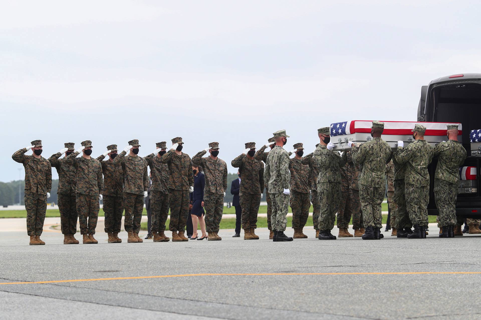 Dignified transfer of the remains of U.S. Military service members who were killed by a suicide bombing at the Hamid Karzai International Airport