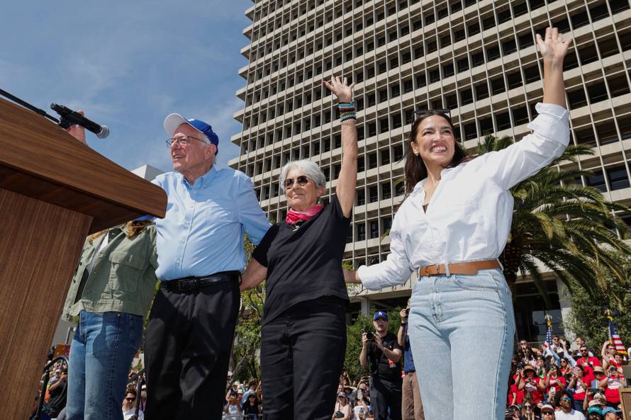 U.S. Sen. Sanders and U.S. Rep. Ocasio-Cortez hold a rally in Los Angeles