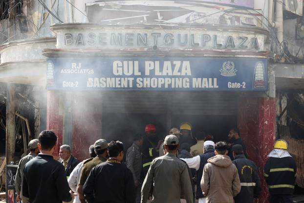Aftermath of fire in a shopping mall in Karachi
