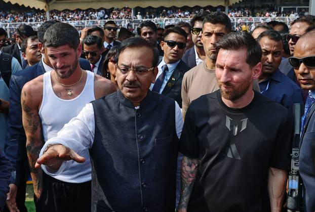 Argentine soccer star Lionel Messi on a whirlwind tour of India