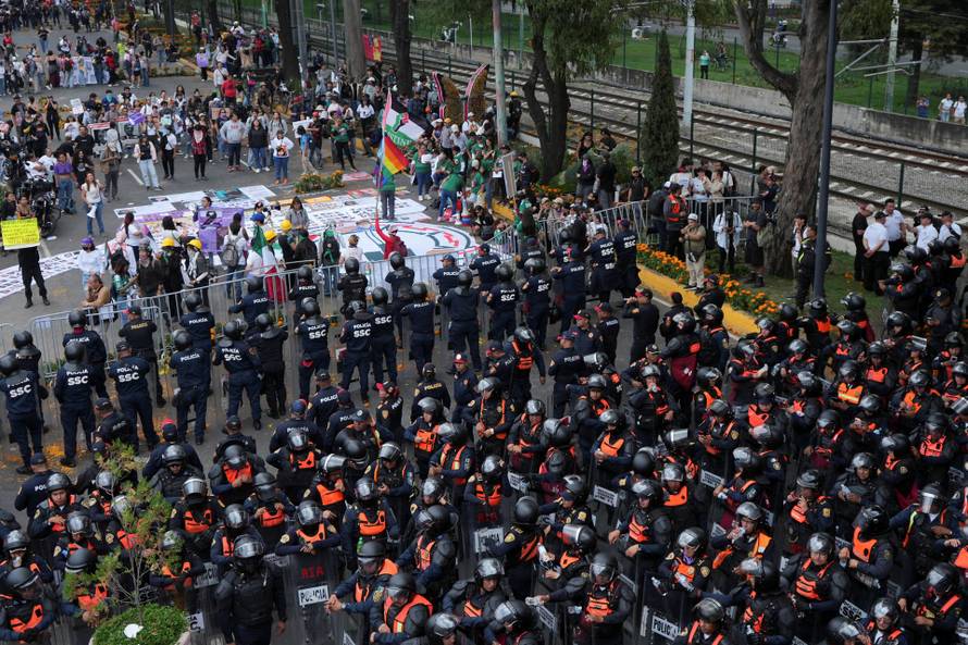 Protest march ahead of the opening match of the 2026 FIFA World Cup, in Mexico City