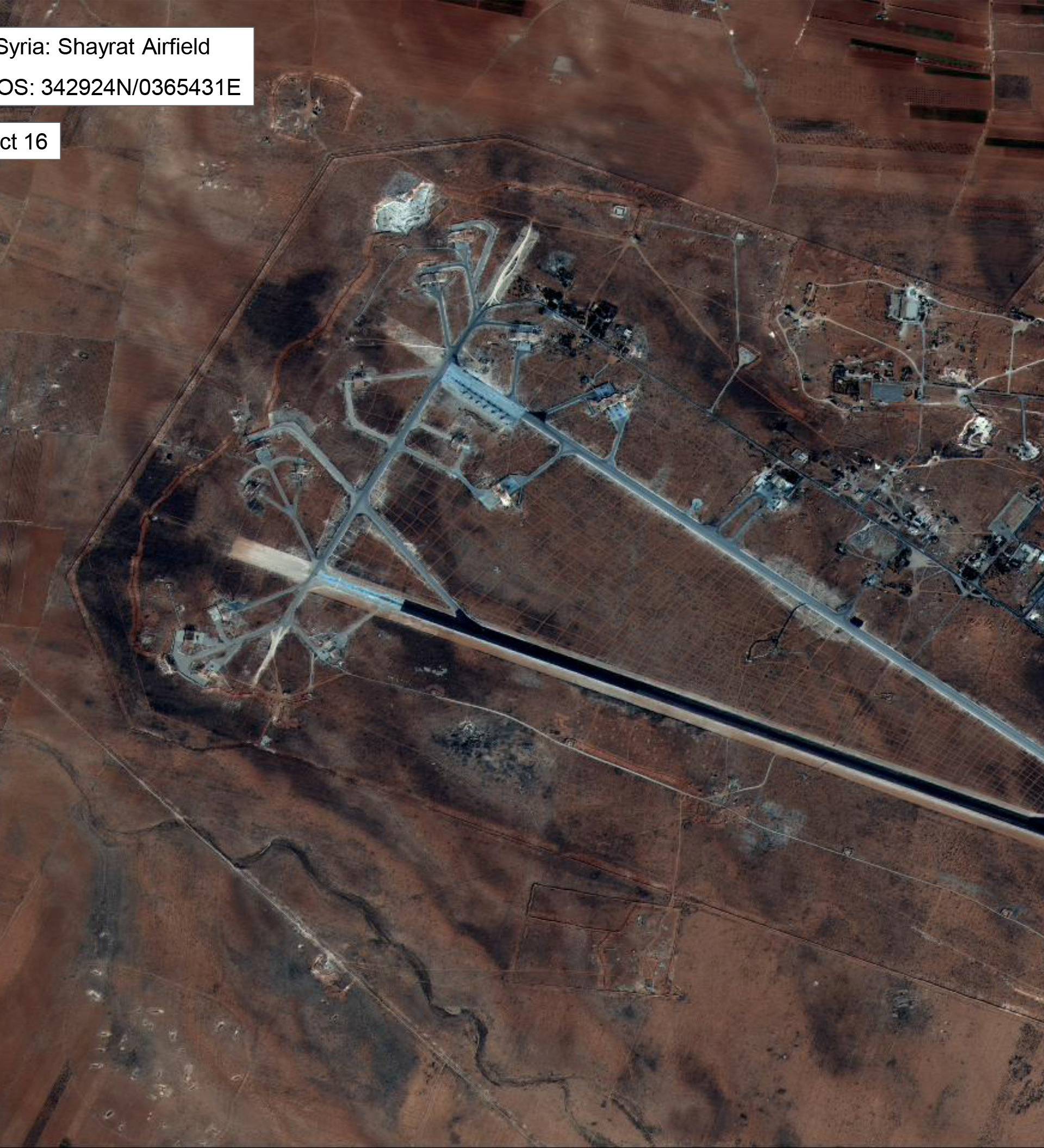 Shayrat Airfield in Homs, Syria is seen in this DigitalGlobe satellite image