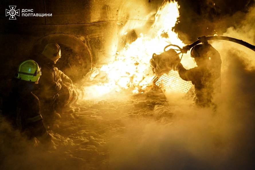 Aftermath of a Russian drone attack in Poltava region