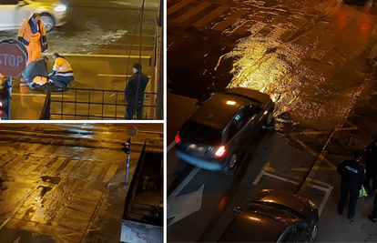 VIDEO Pukla cijev u središtu Zagreba: Branimirovu poplavila voda, radnici saniraju puknuće