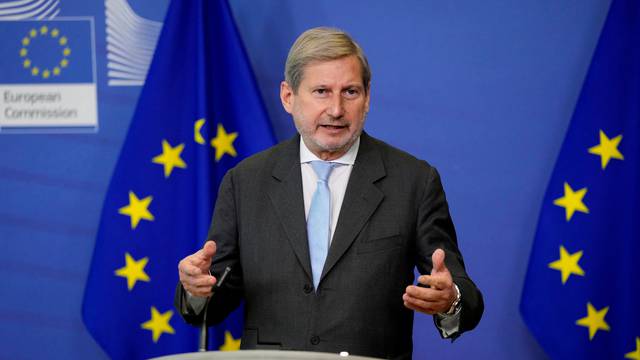 FILE PHOTO: EU Commissioner for Budget and Administration Hahn addresses a media conference, in Brussels