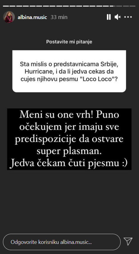 Albina o Eurosongu: 'Imam se na temelju čega nadati i mislim da bih mogla biti u top pet...'