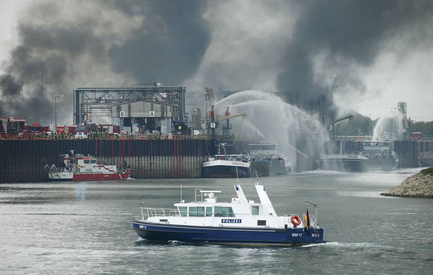 Firefighters try to extinguish fire at the factory of chemicals giant BASF in Ludwigshafen