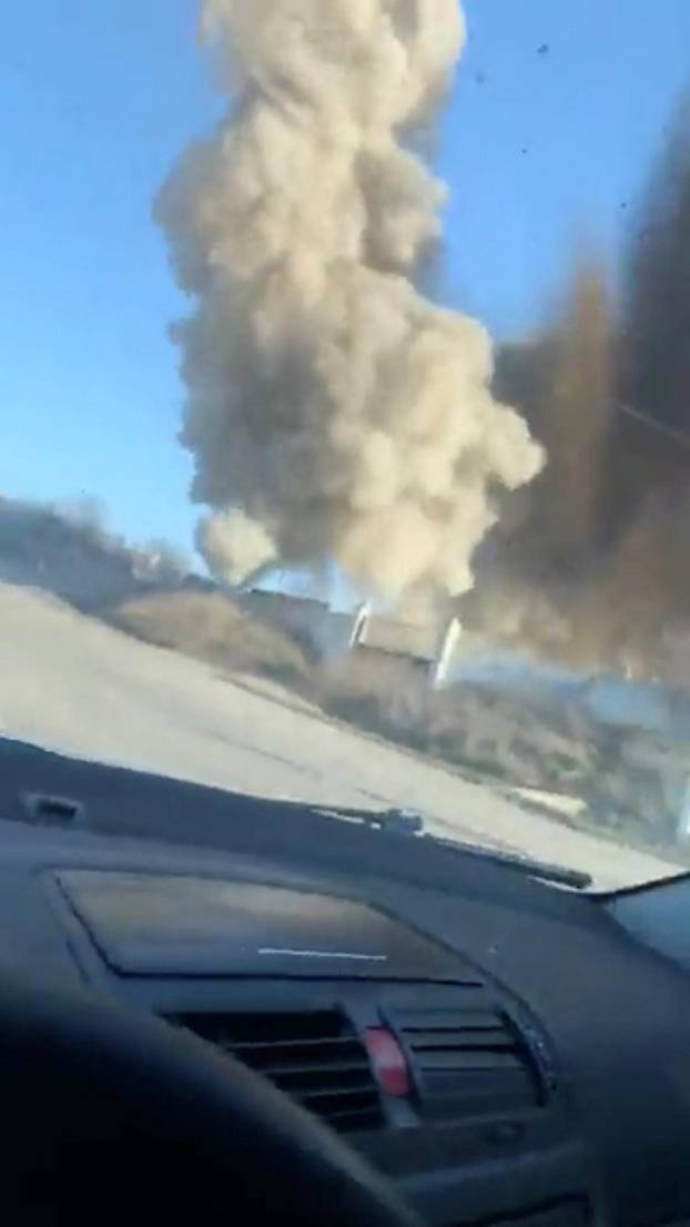 Air strike to a gas station in Kherson