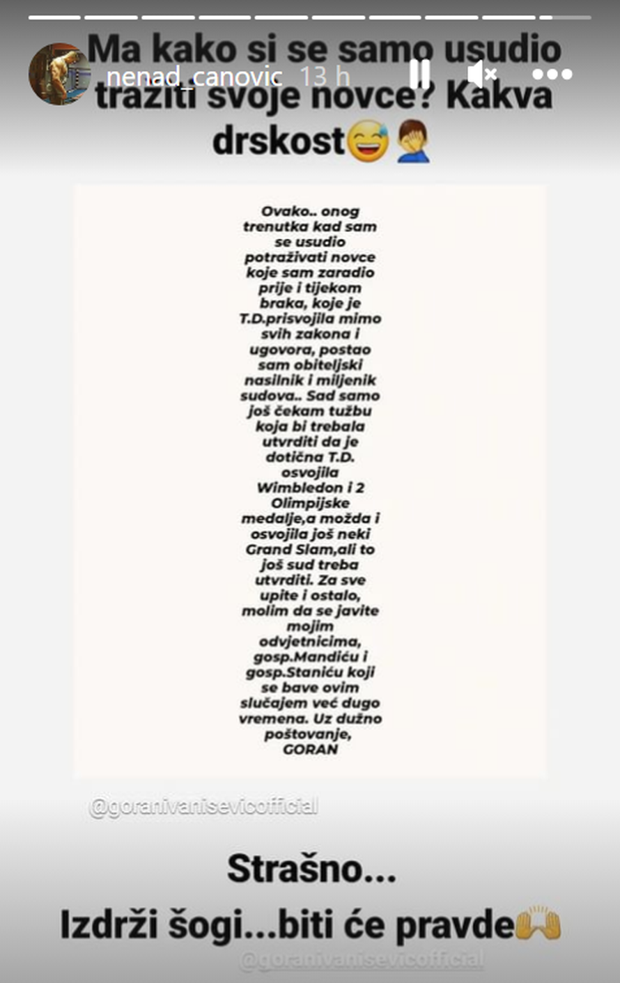 Ivaniševića brani i šogor Nenad: 'Strašno. Izdrži, bit će pravde'