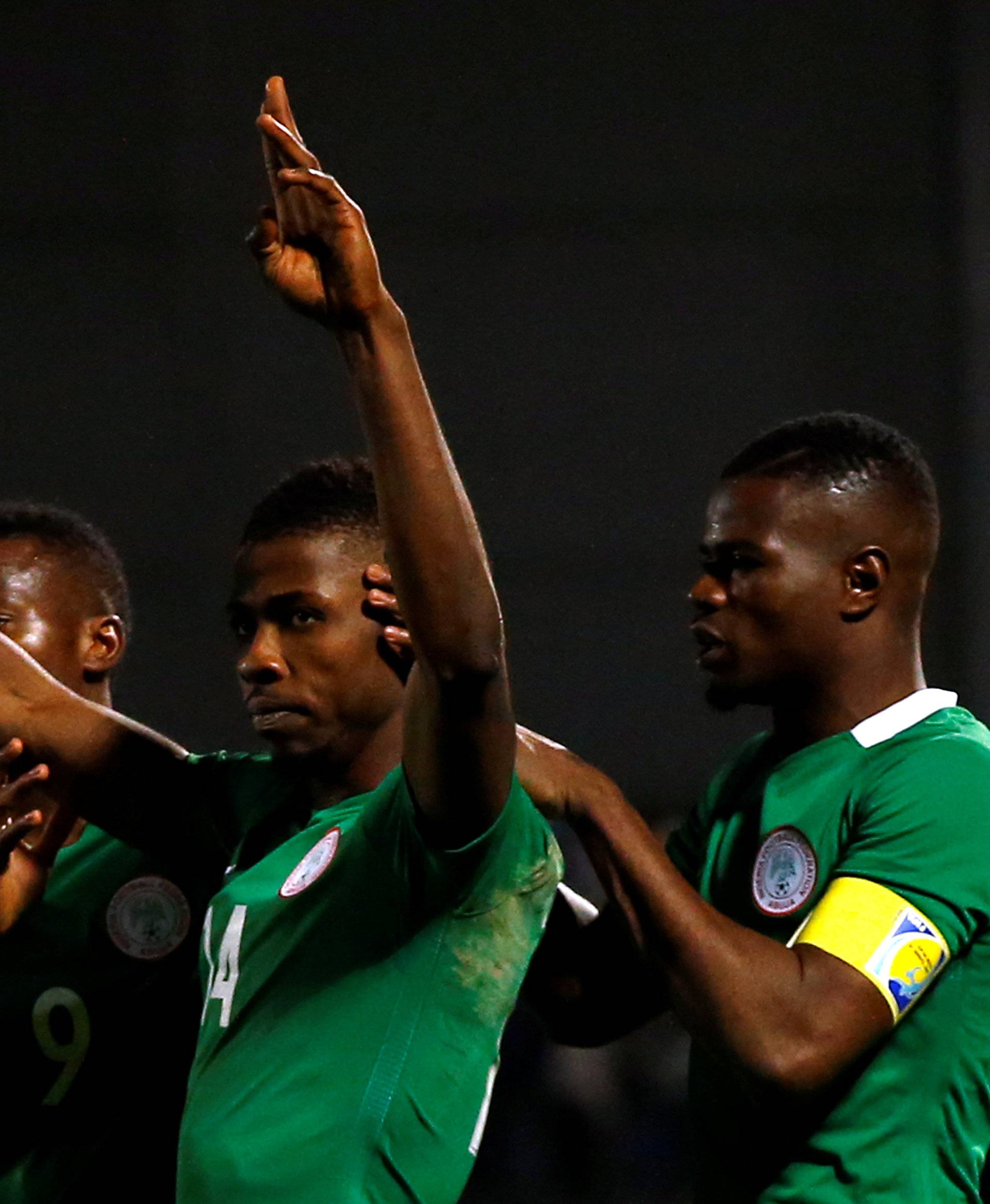 FILE PHOTO: Nigeria's Kelechi Iheanacho celebrates scoring their first goal