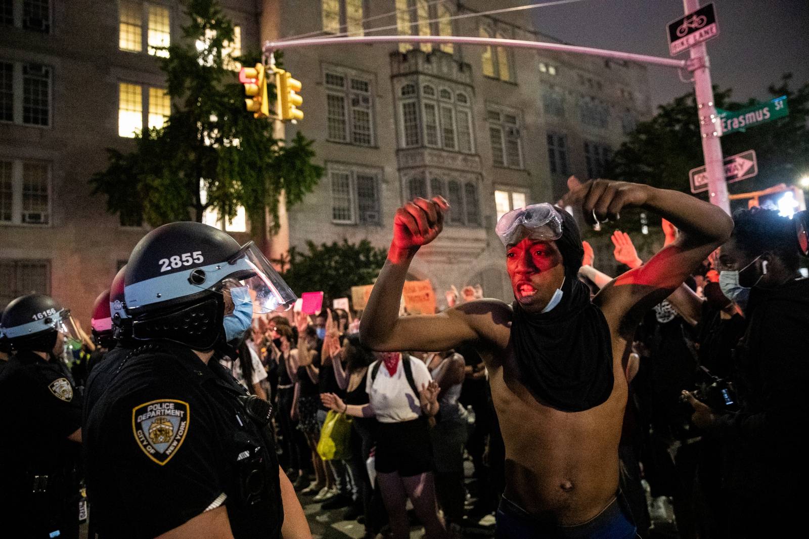 Protesters rally against the death in Minneapolis police custody of George Floyd, in New York